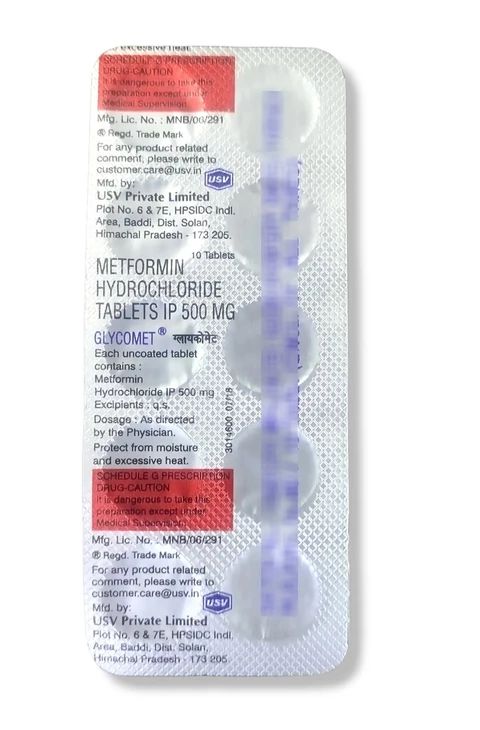 Glycomet 500mg Tabs 5X2X10'S