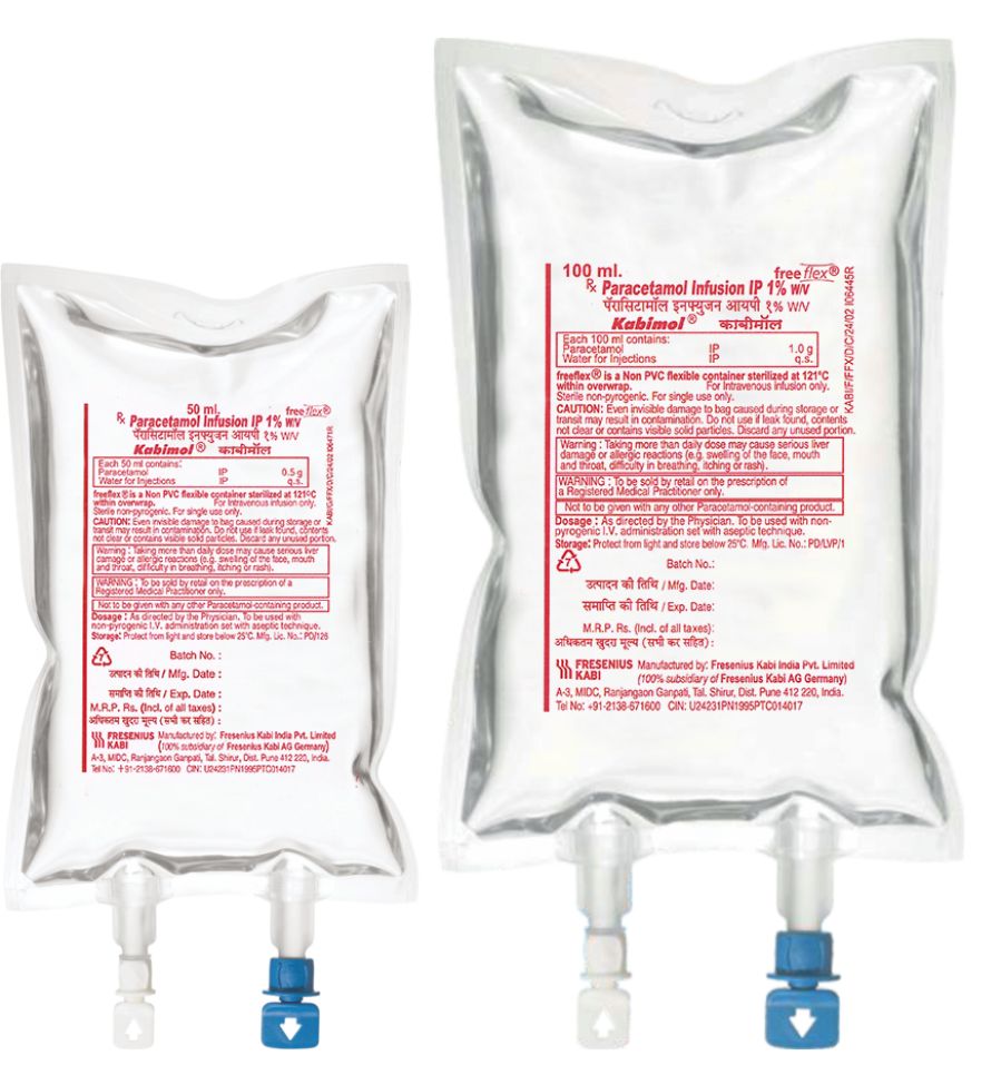 Kabimol Inf 1% w/v 100ml Glass Bottle Paracetamol Infusion